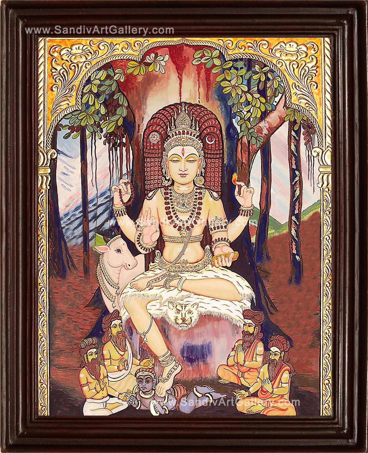 1221x1500 Dakshinamurthy Tanjore Painting