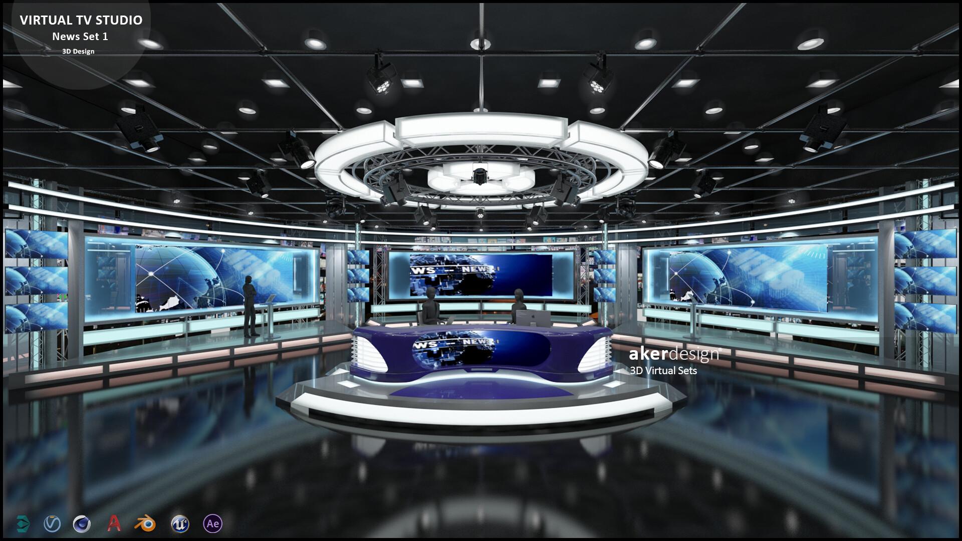 1920x1080 aker Studio TV Studio News Set 1