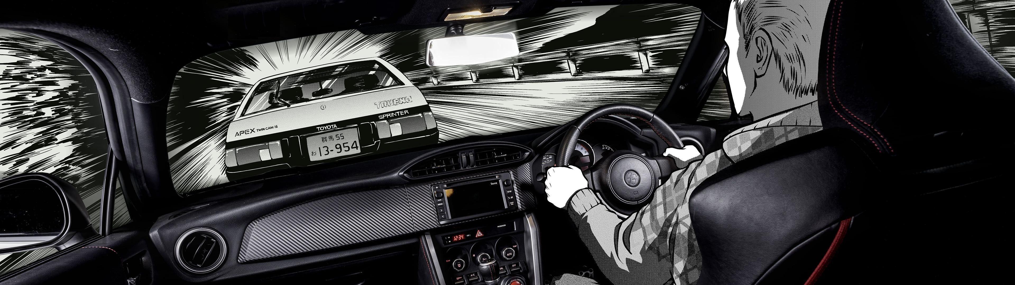3840x1080 Inital D battle between GT86 and AE86 From inside view
