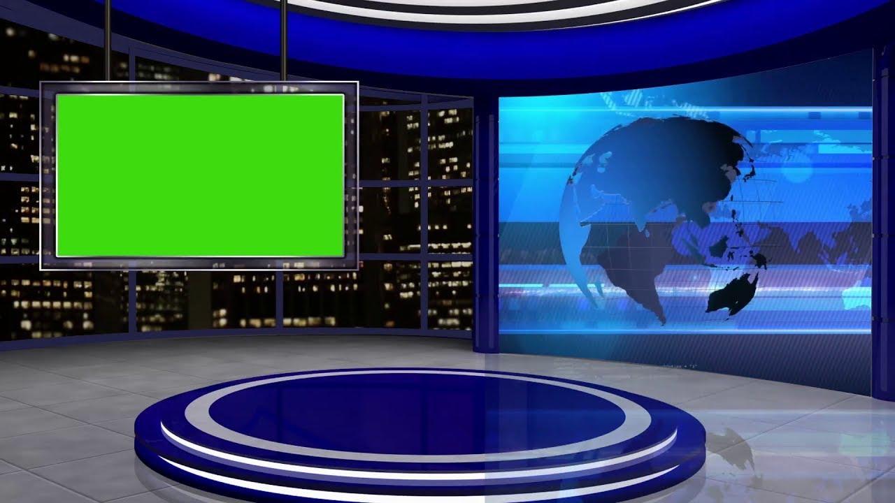 1280x720 News TV Studio Set on Green Screen