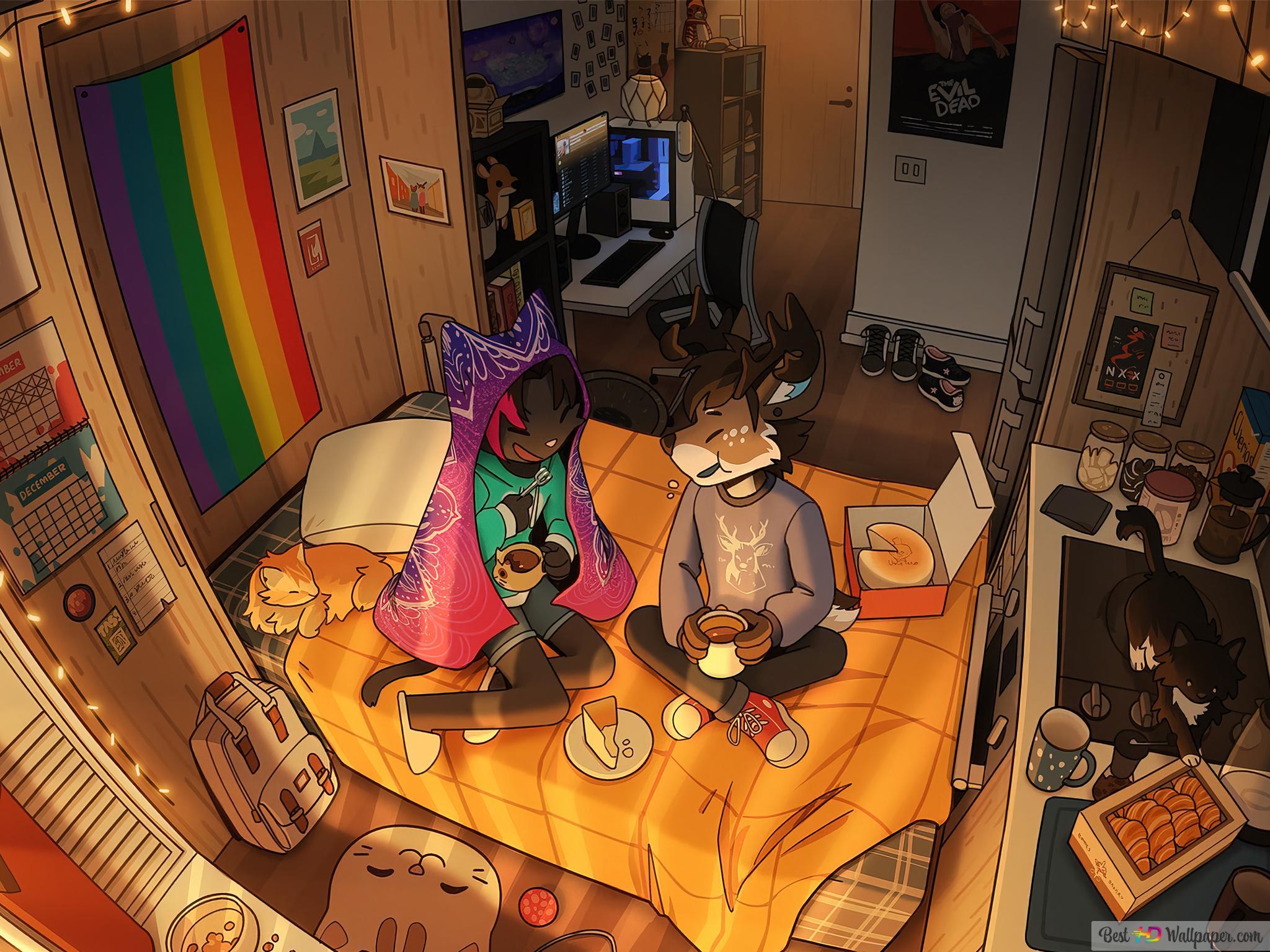2048x1536 Lofi Bedroom Art 4K wallpaper download