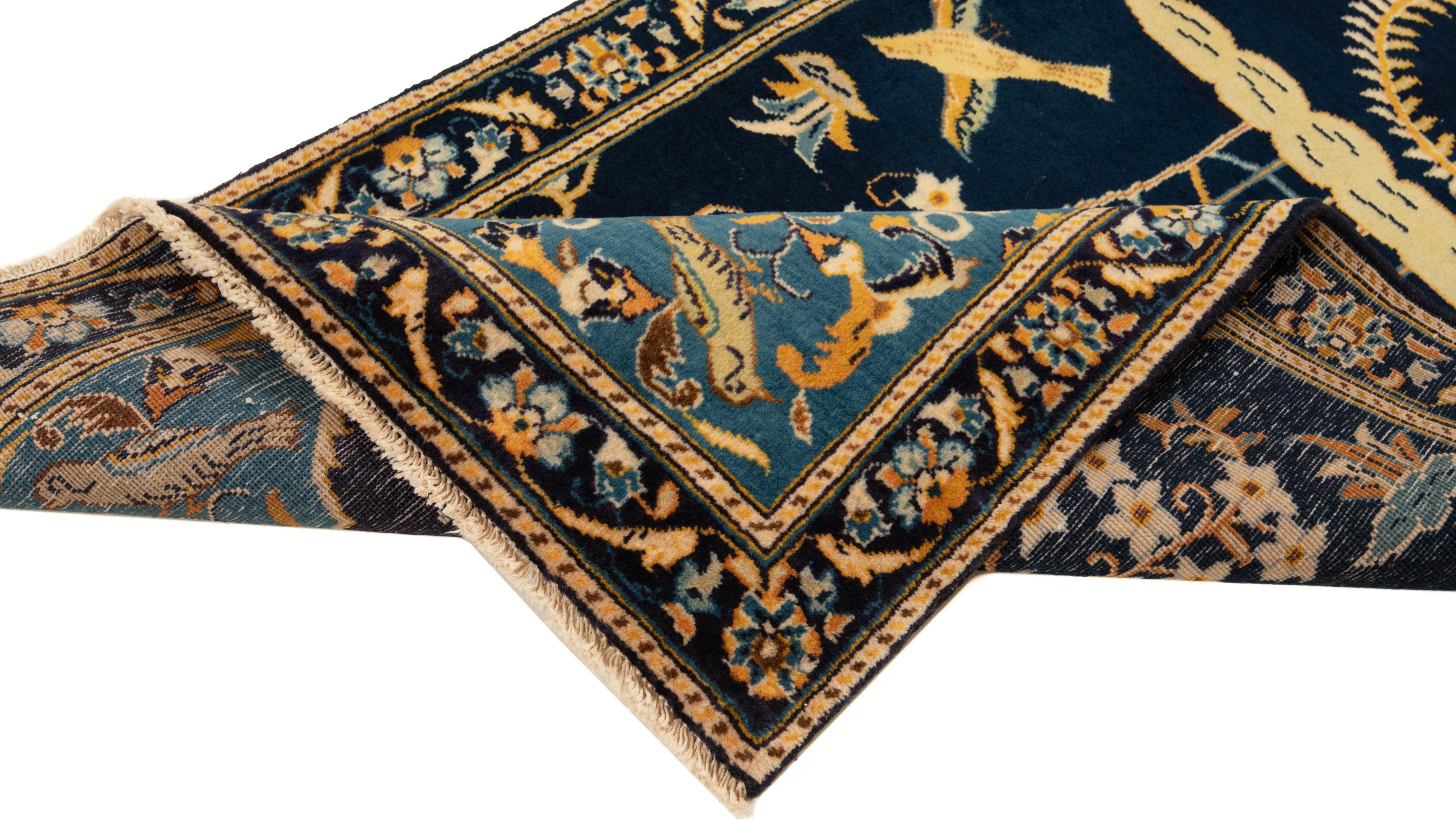 3472x2000 Kashan Persian Rug Night Blue 137 x 72 cm