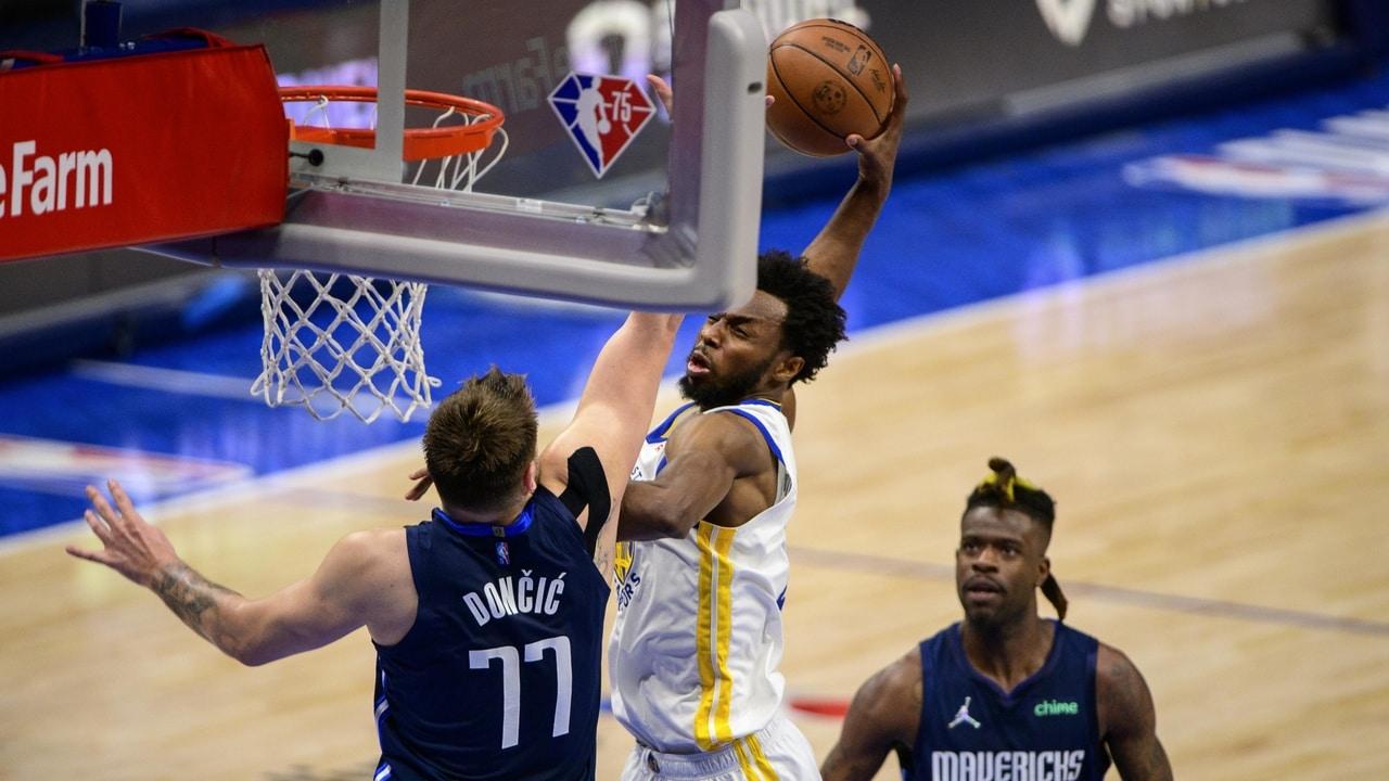 1280x720 Andrew Wiggins posterizing Luka Doncic