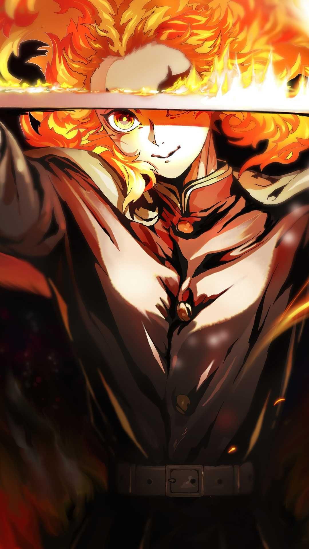 1080x1920 iPhone Rengoku Kyojuro Wallpaper