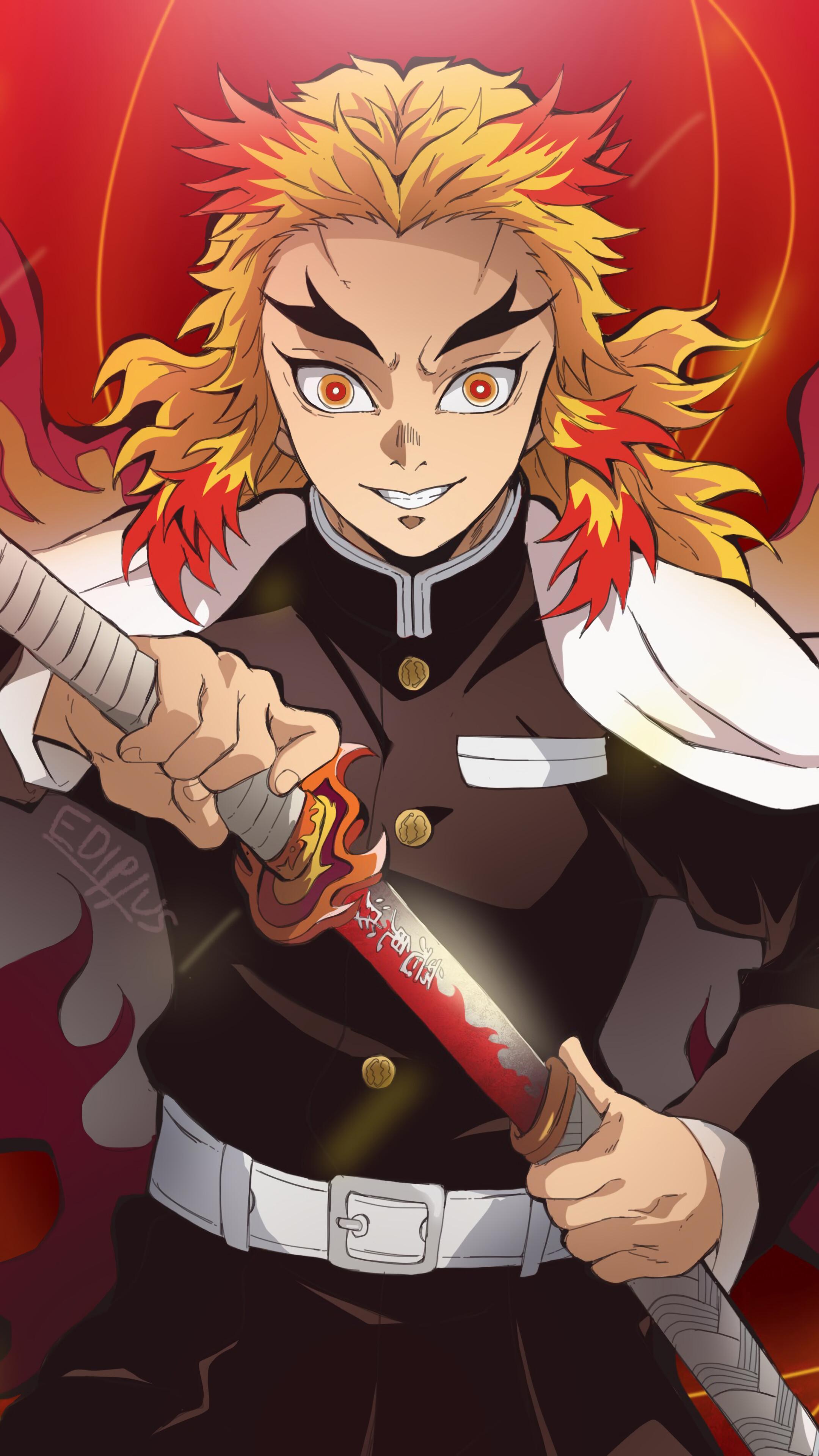 2160x3840 Kyojuro Rengoku, Kimetsu no Yaiba, 4k