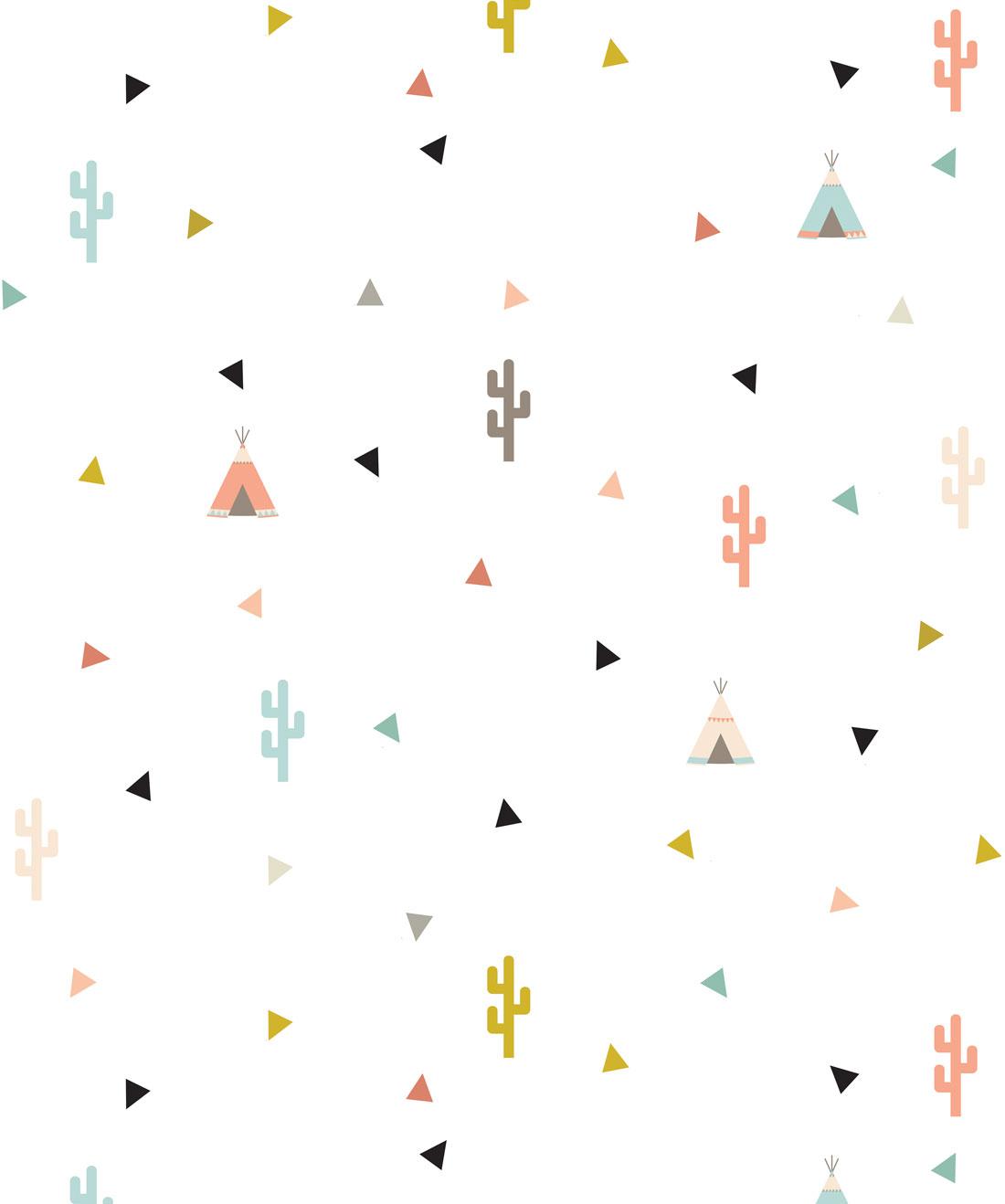 1100x1318 Teepee & Cactus Wallpaper, Playroom