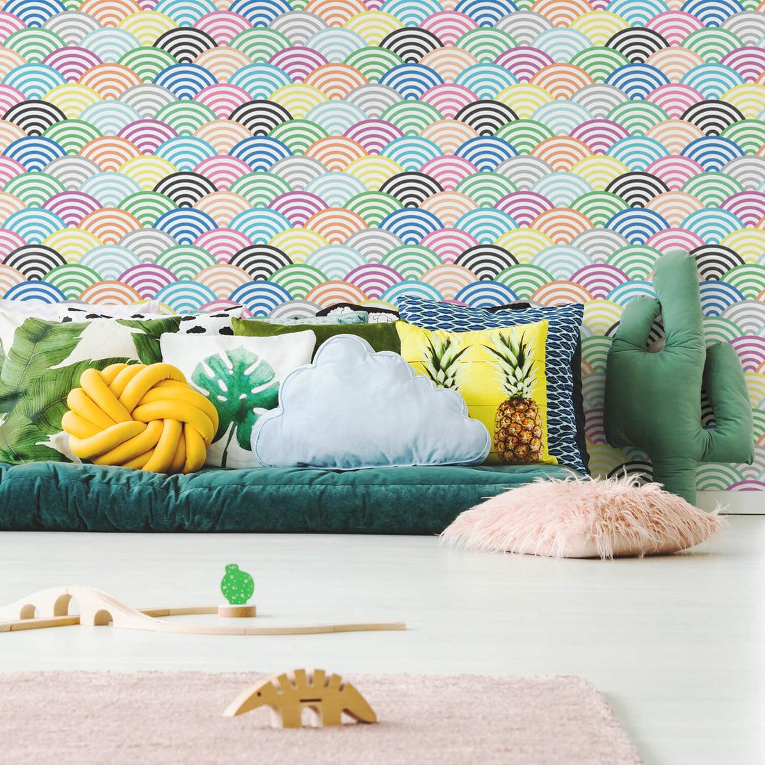 1100x1100 Multicolor scallop pattern kids room
