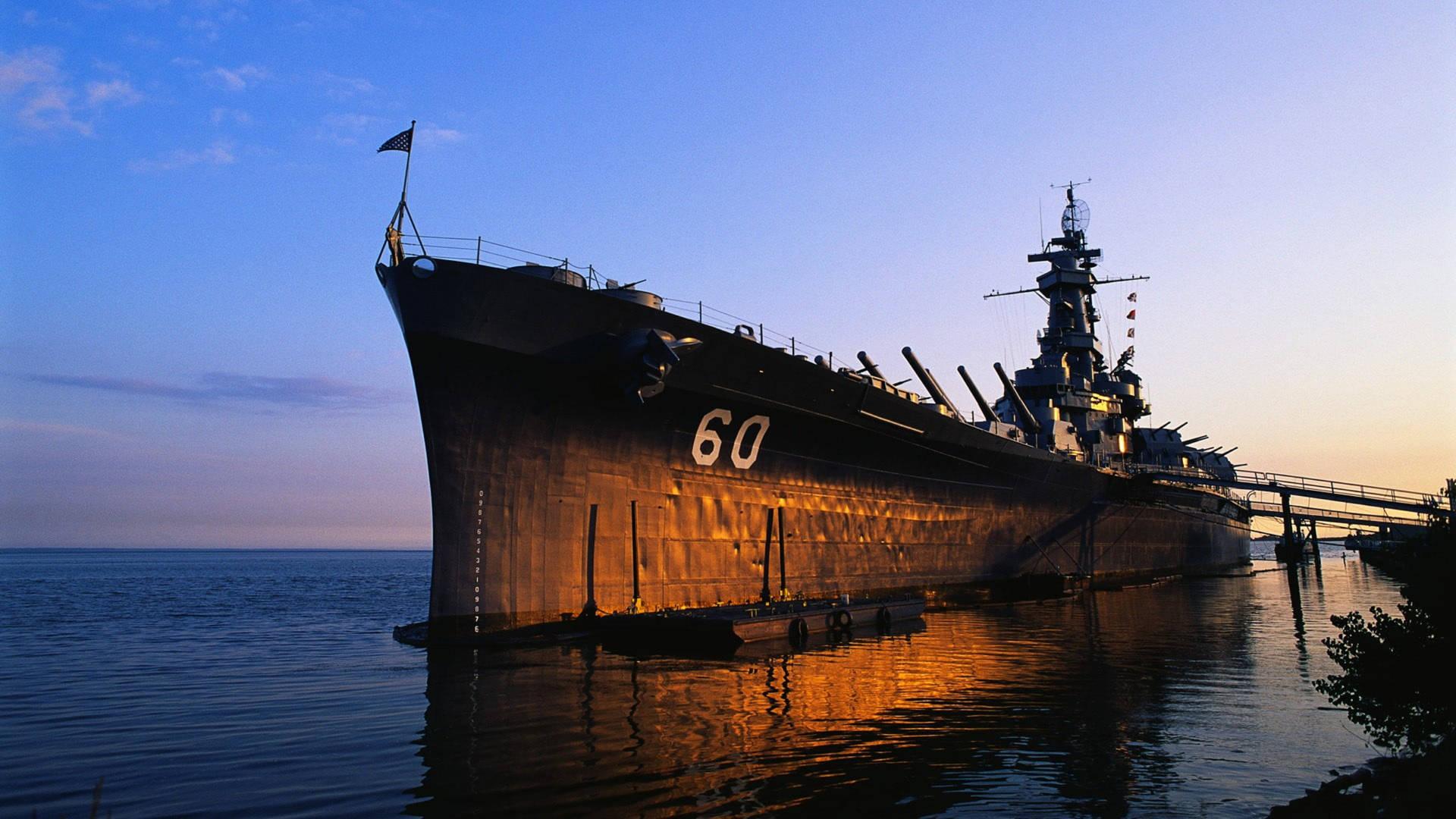 1920x1080 Download USS Alabama Battleship Sunset Wallpaper