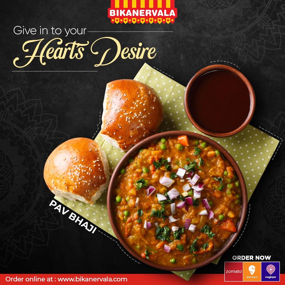 1000x1000 Bikanervala delight filled with goodness! Mouthwatering plate of Pav Bhaji that every foodie's heart would desire for! Its too good to resist. So why wait? Visit Bikanervala now and