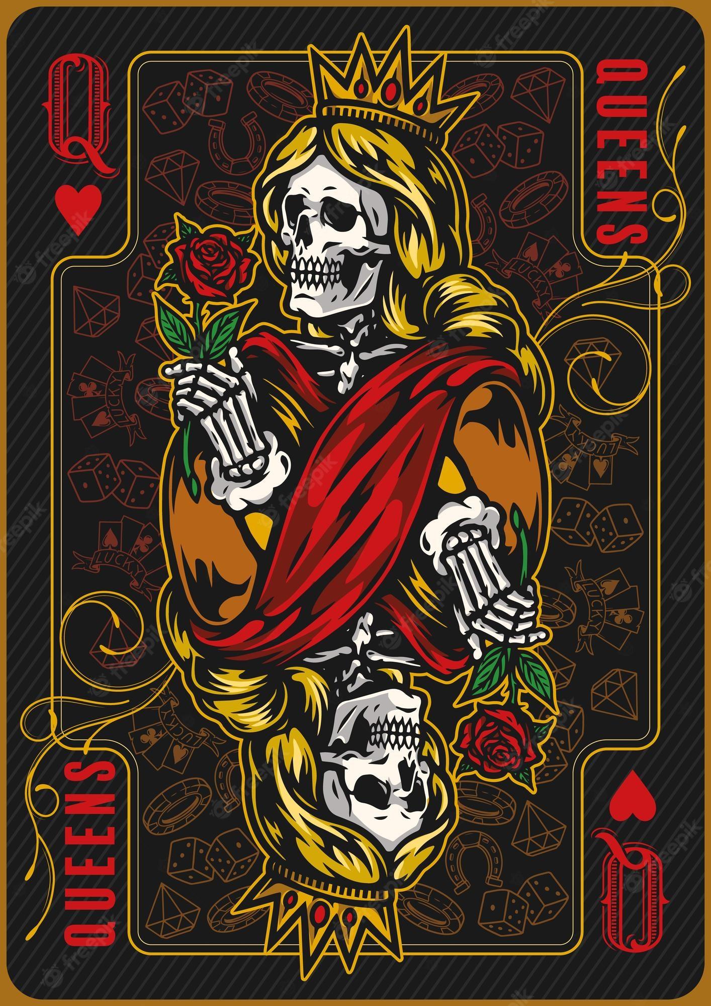 1414x2000 Premium Vector. Queen of hearts poker card template