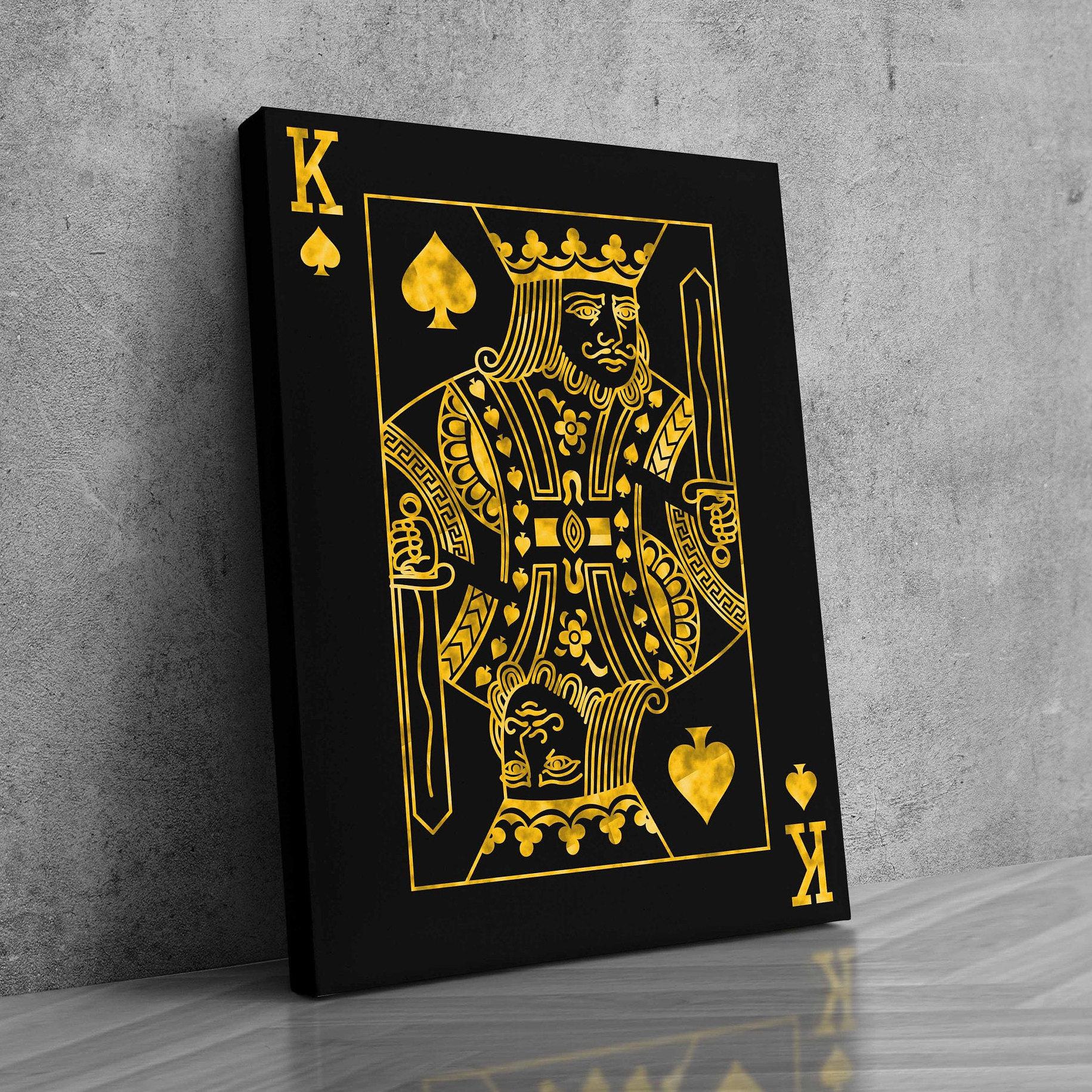 1831x1831 King Gold Playing Card CANVAS Luxury Art Wall Decor Gold
