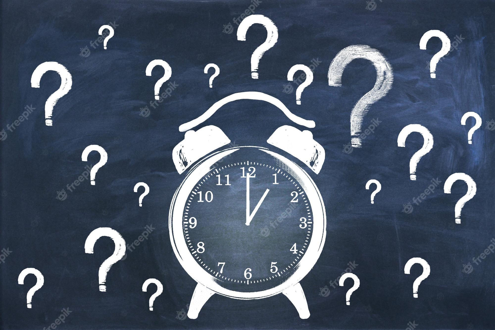 2000x1333 Premium Photo. Creative clock and question marks sketch on chalkboard wall wallpaper time management and deadline concept
