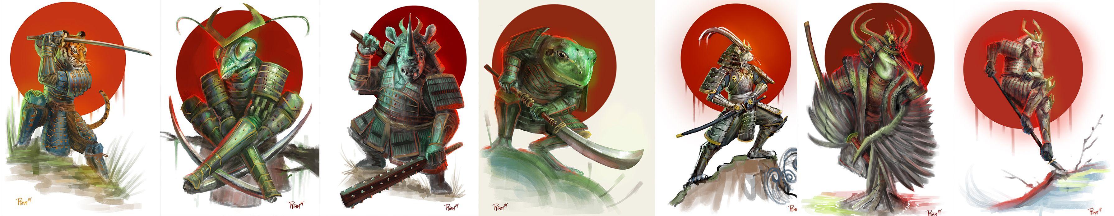 3582x696 Seven Samurai Aminals