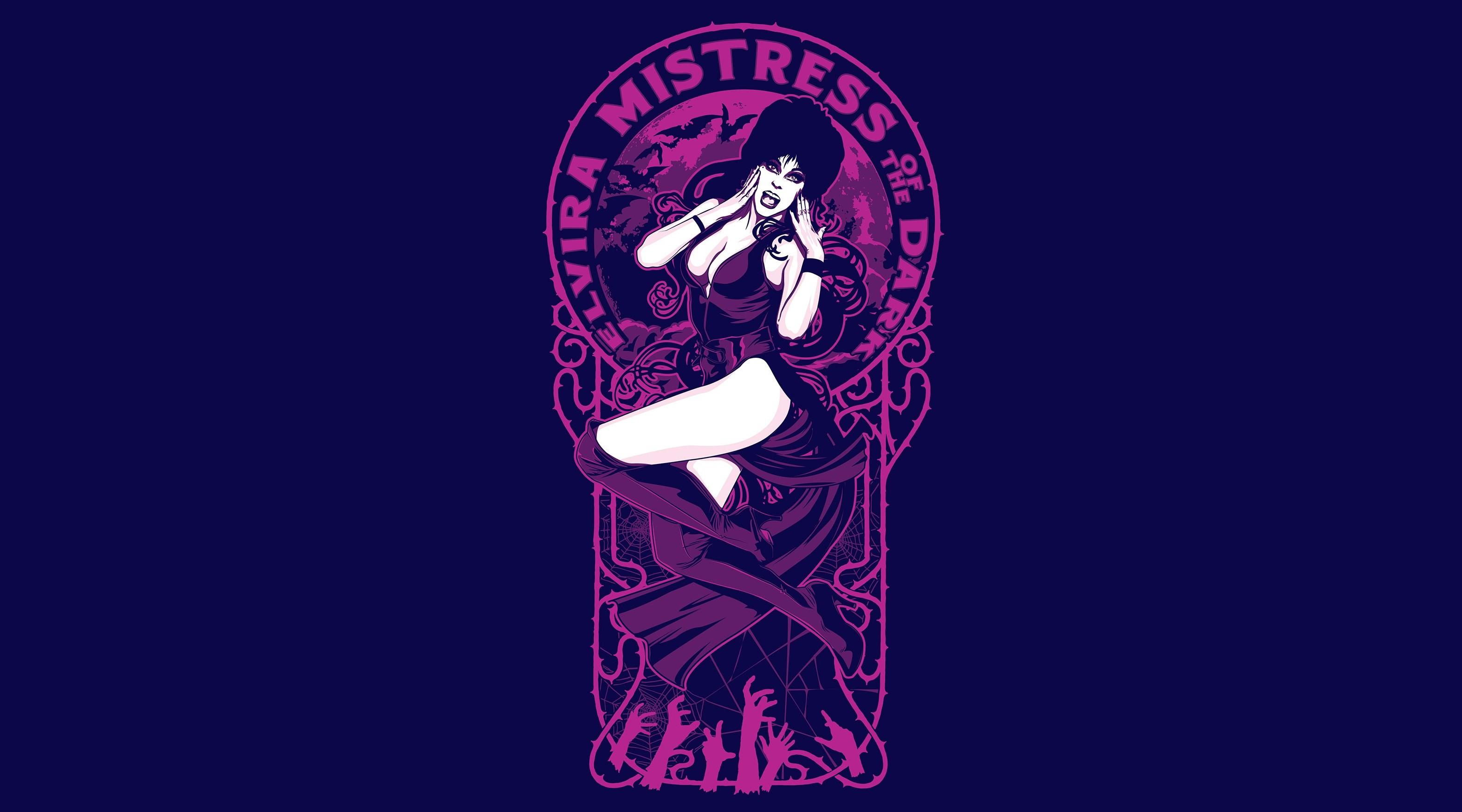 3150x1750 women, artwork, purple, Elvira Gallery HD Wallpaper