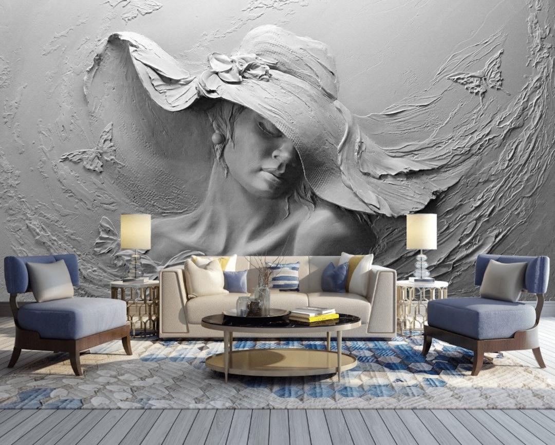 1080x865 3D Wallpaper 3D Woman Wall Mural Relief Wallpaper Women