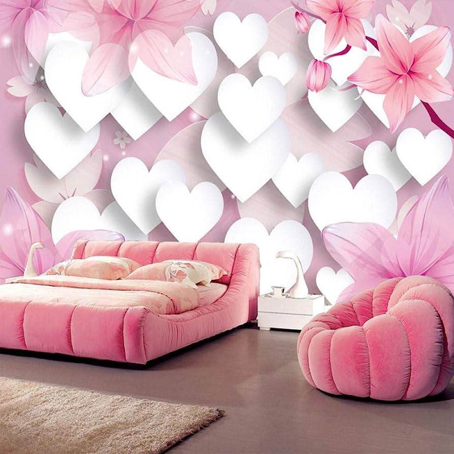 894x894 Custom Photo 3D Wallpaper Romantic Pink Love Large Wall Painting Mural Paper Kids Bedroom Tv Background Home Decor Wall Paper, 200x140cm