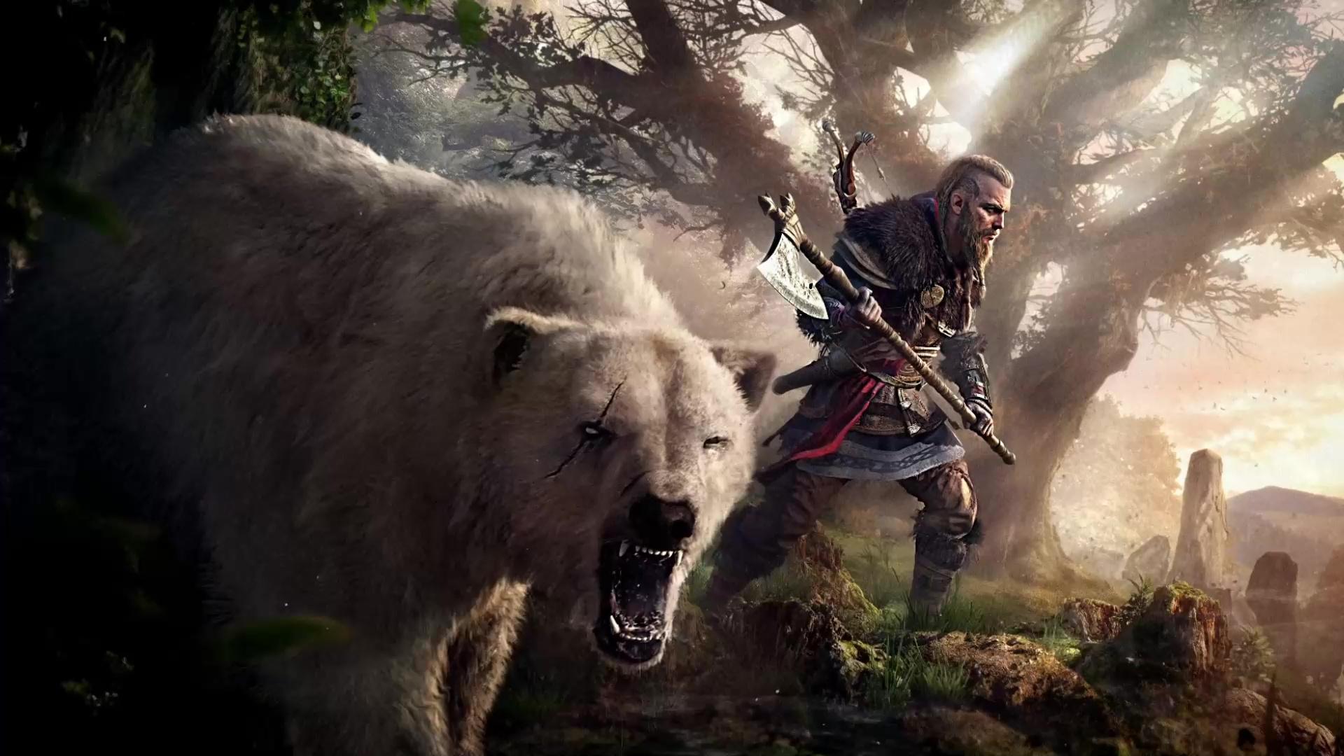 1920x1080 Eivor Polar Bear Assassin's Creed Valhalla Live Wallpaper