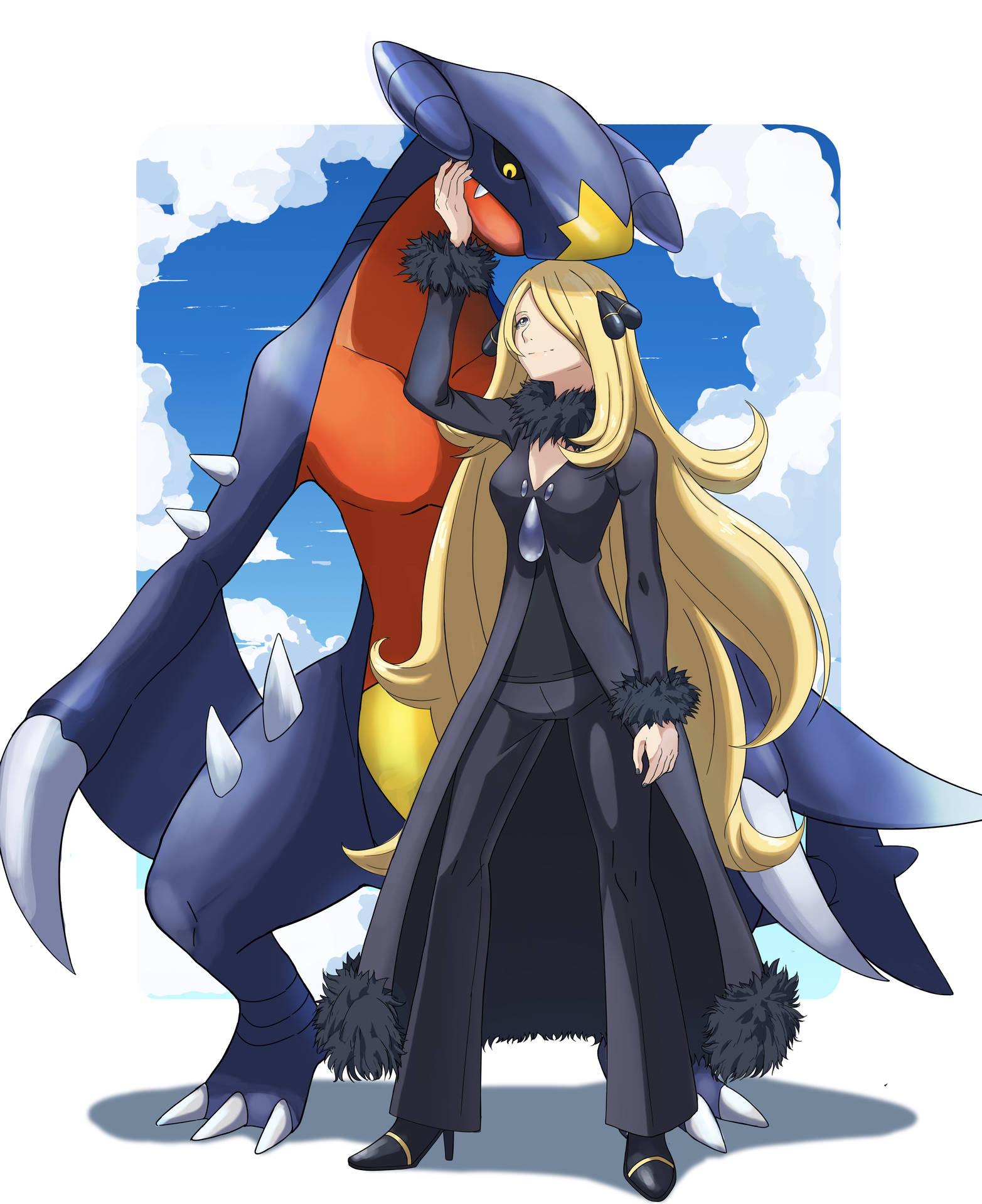 1565x1920 Download Garchomp And Cynthia Fanart Wallpaper