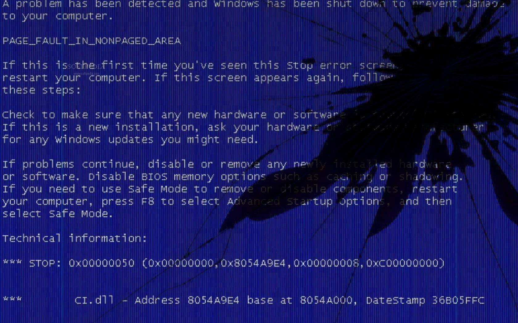 1680x1050 Download Bsod Broken Computer Screen Wallpaper