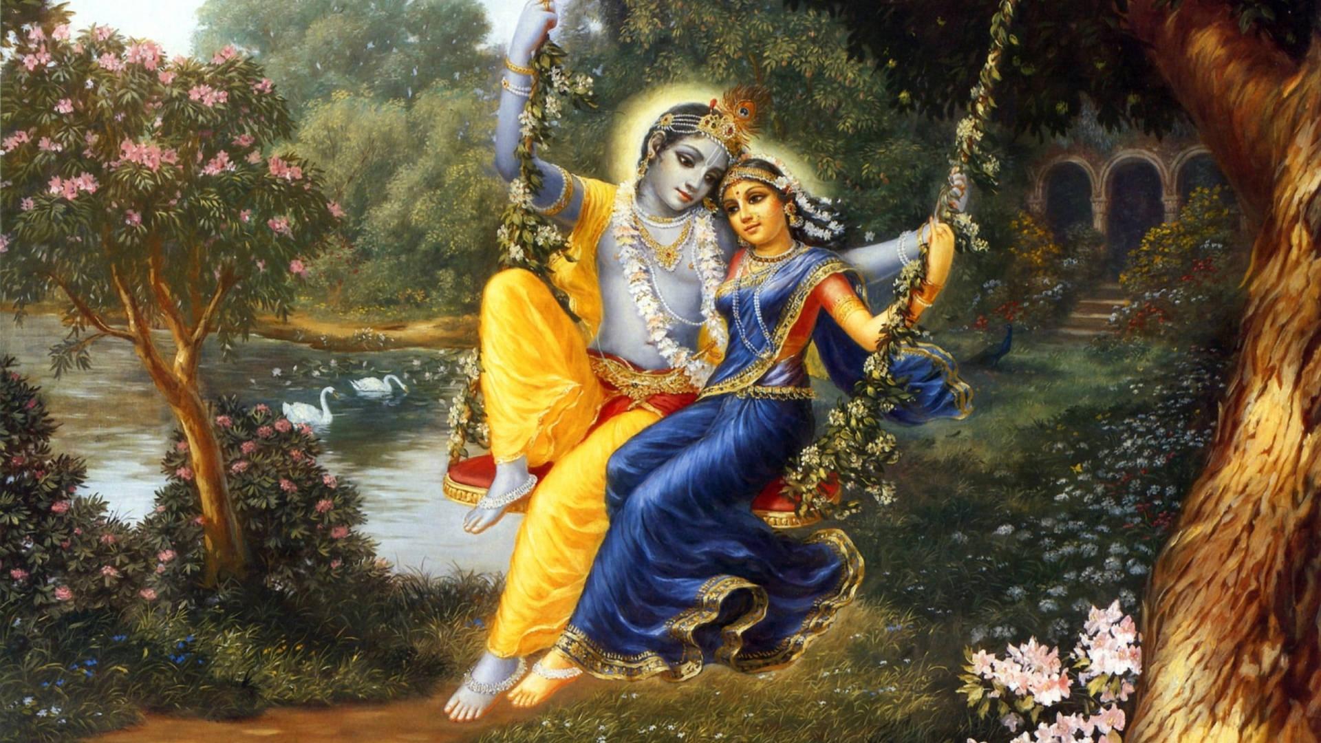 1920x1080 Download Swinging Radha And Krishna 4k Wallpaper