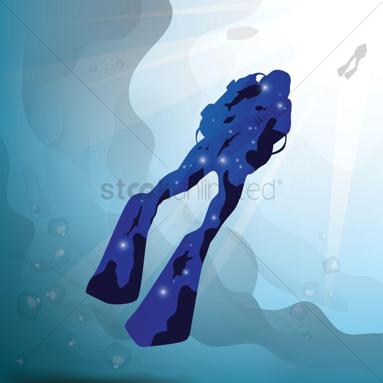 1300x1300 Scuba diver wallpaper Vector Image