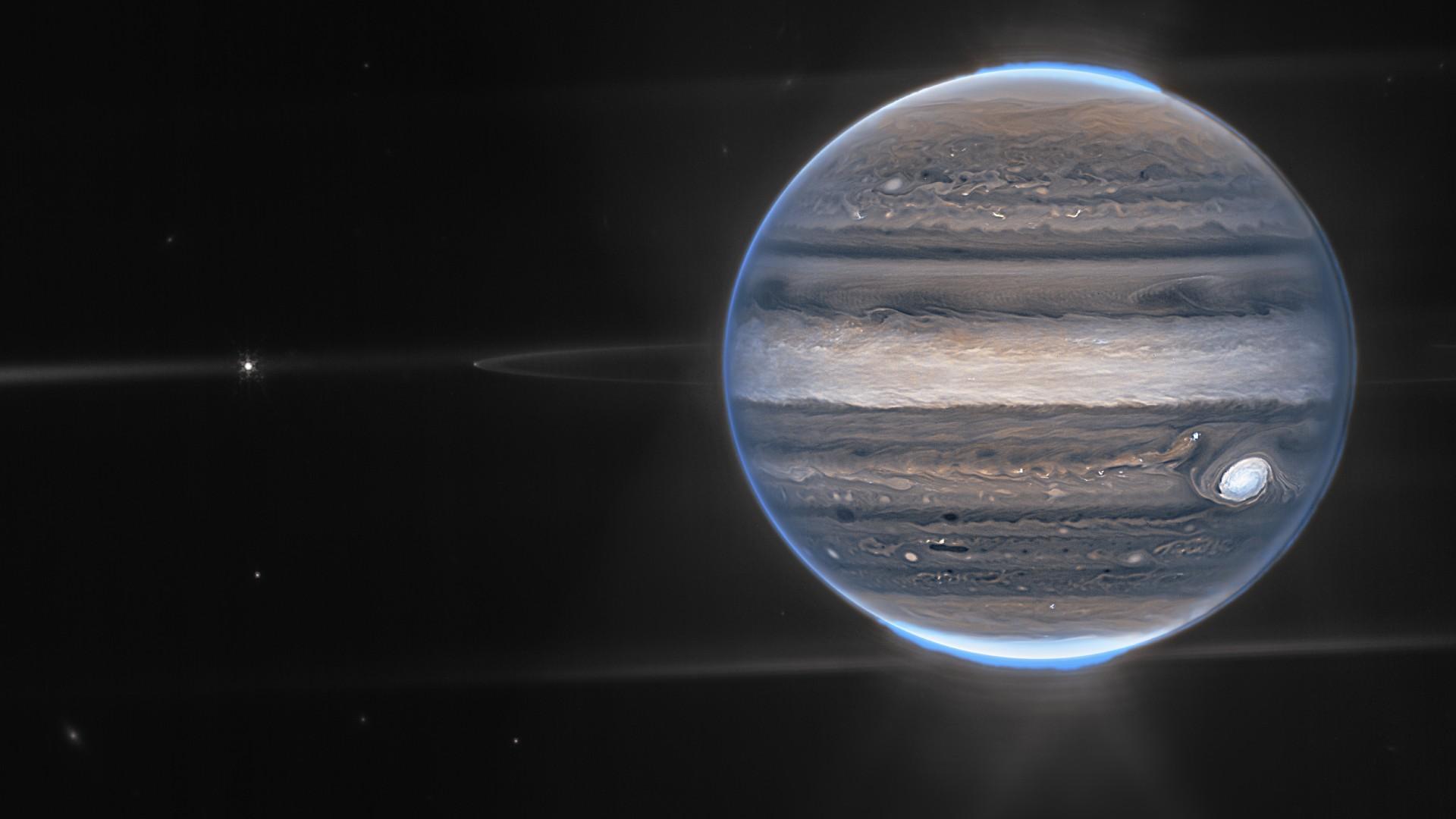1920x1080 Jupiter's auroras look radiant in James Webb Space Telescope image