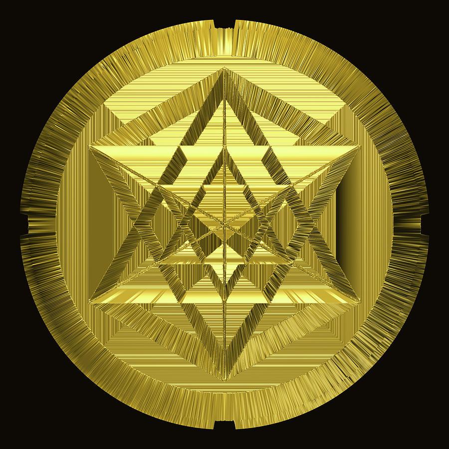 900x900 Merkaba- Golden pattern, Sacred Geometry Digital Art by Aleksandra Moreira Franzini
