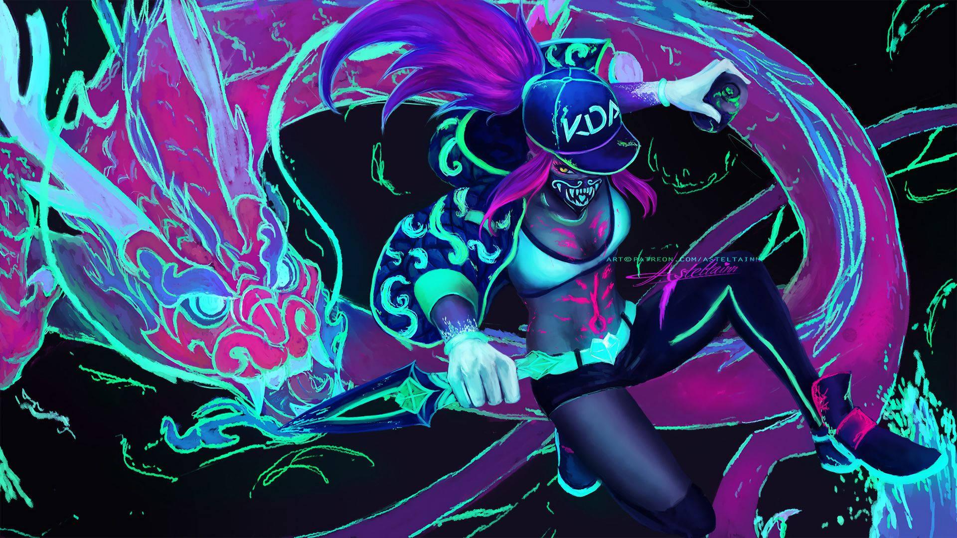1920x1080 Download LoL KDA Akali Dragon Wallpaper