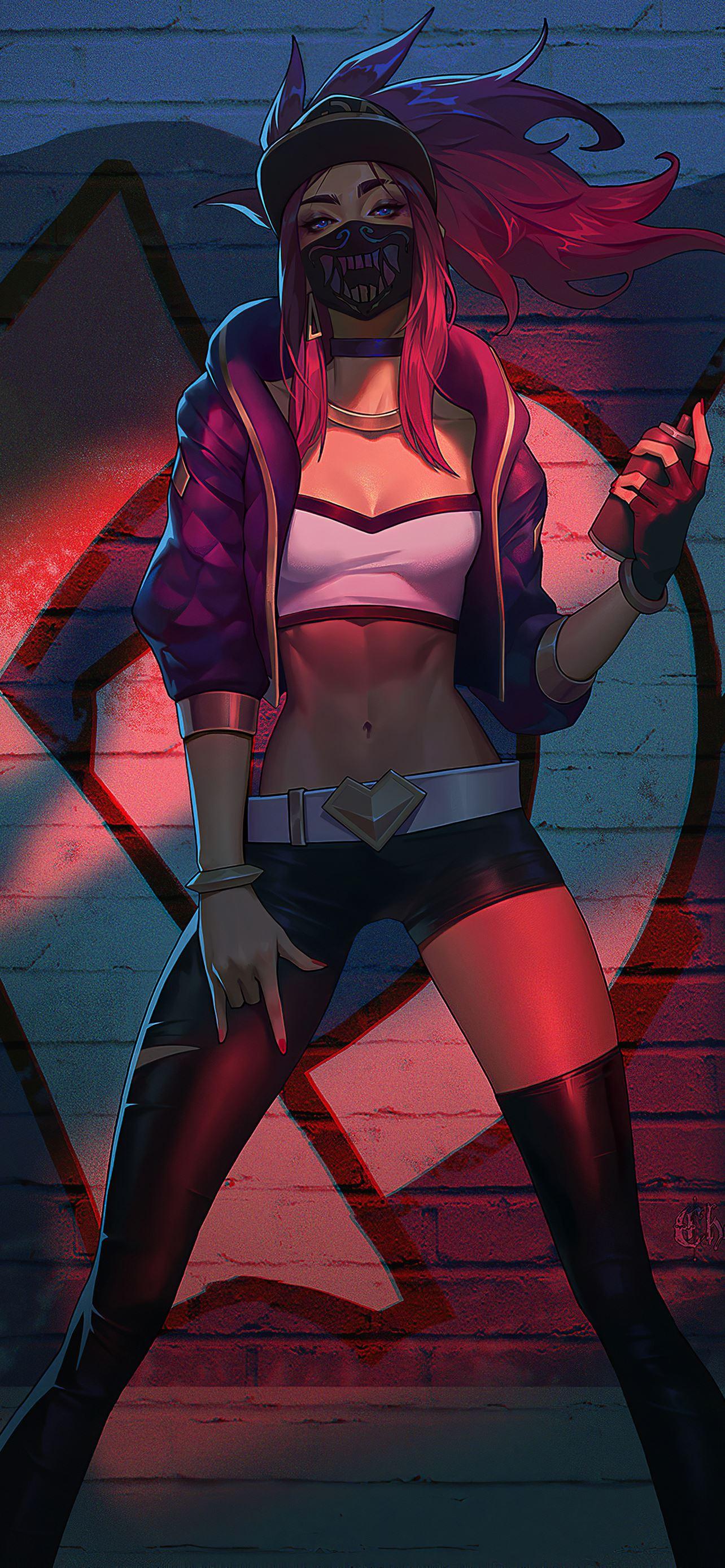 1284x2778 kda akali with spray 4k iPhone 12 Wallpaper Free Download