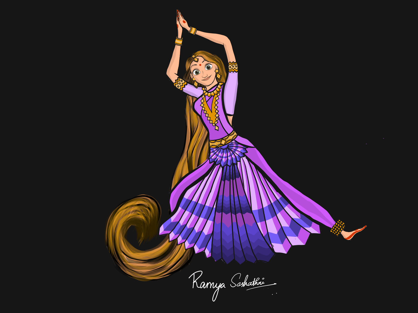 1600x1200 Princess Rapunzel posing for Kuchipudi dance form by Ramya Seshathri on Dribbble