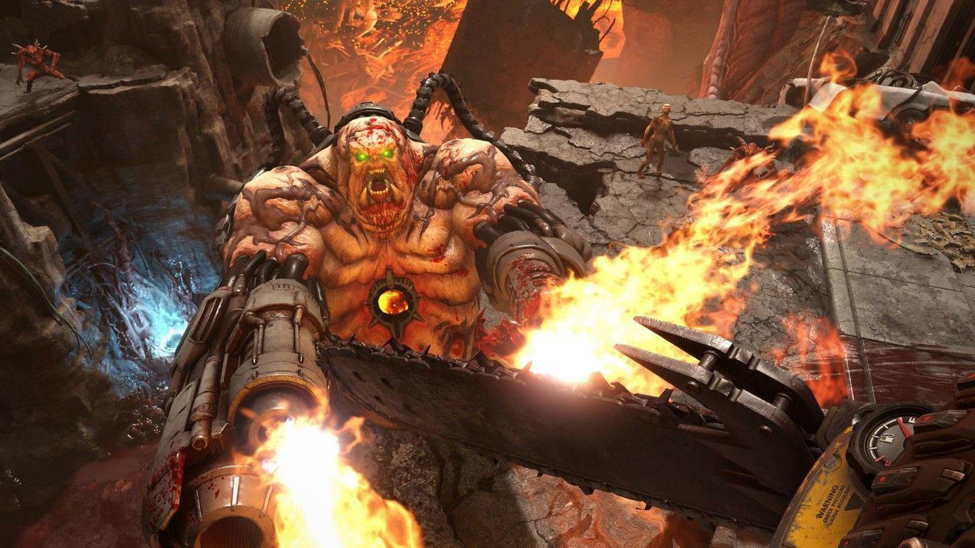 1366x768 Download Face The Carcass With Doom Eternal Wallpaper