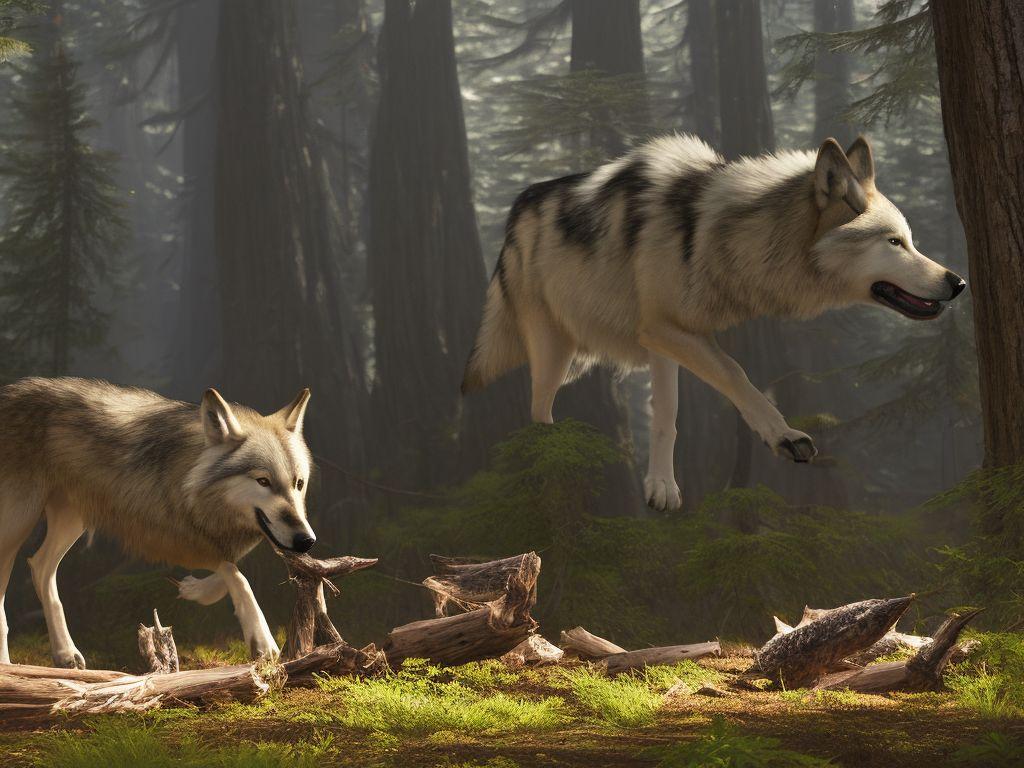 1024x768 Tart Oryx601: Wolves Eat Deer Carcass In The Forest