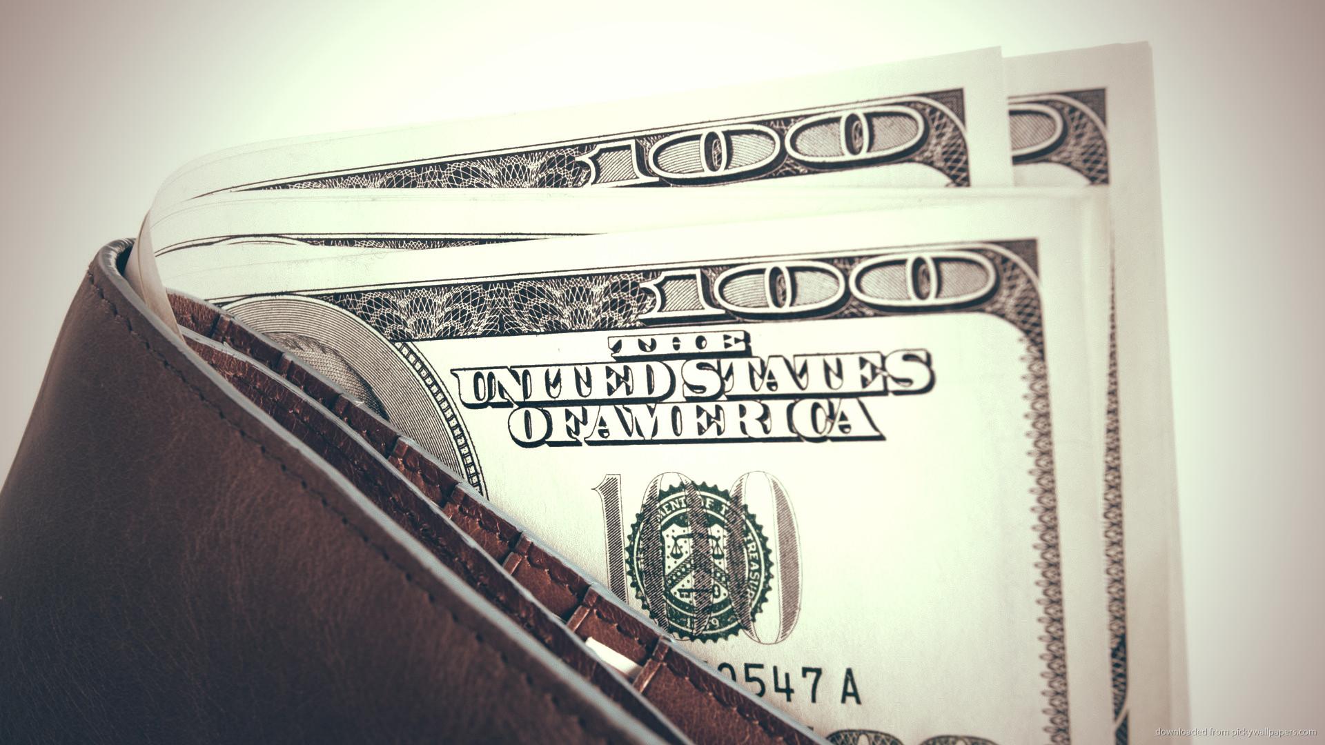 1920x1080 wallet with a few 100 dollar bills wallpaper for iphone 4