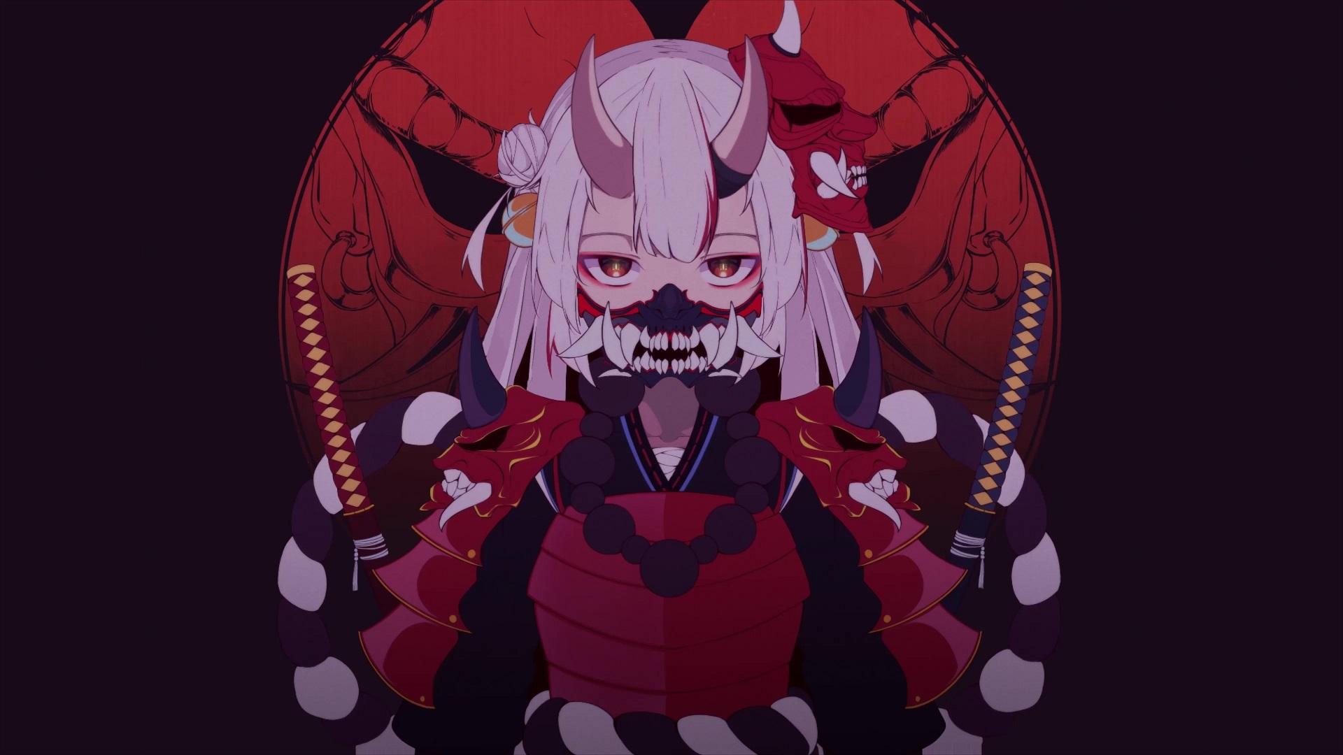 1920x1080 Oni Anime Girl Samurai Live Wallpaper