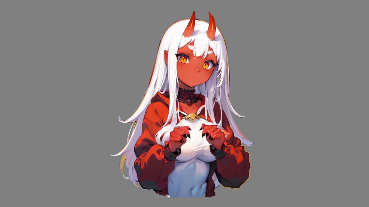 1280x720 Pngtuber Cute Oni Girl 6 Expressions Demon Premade