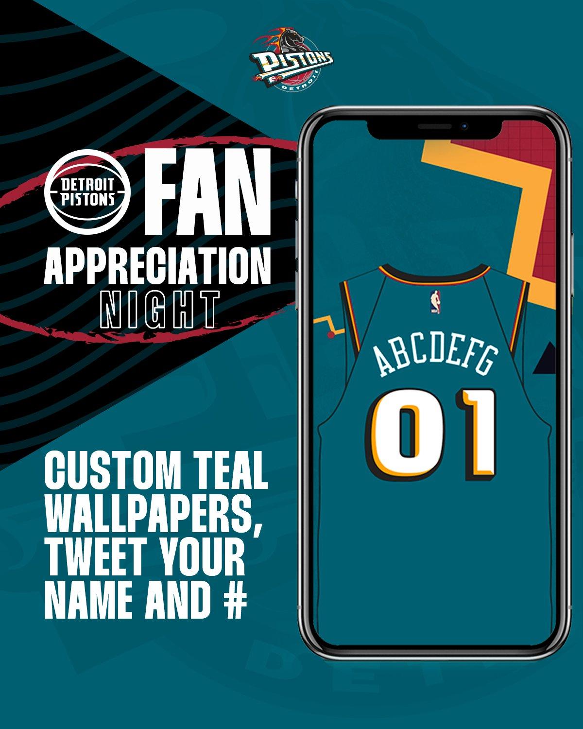 1200x1500 Detroit Pistons Up Doe! To celebrate Fan Appreciation Day, we are selecting 25 fans to receive a custom Teal Jersey wallpaper! To enter, Quote RT this tweet with: Name