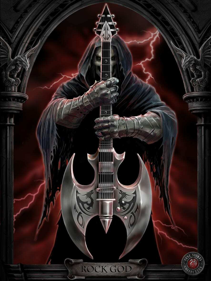 886x1181 ANNE STOKES ART ROCK GOD REAPER PICTURE PRINT LARGE 300mm x 400mm