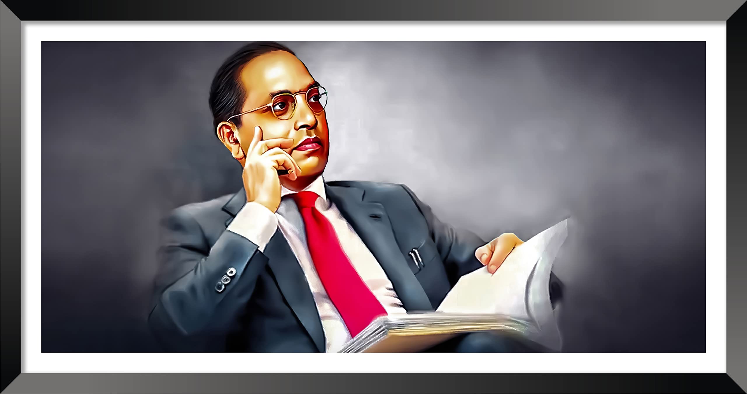 2560x1351 DBrush Dr. B.R. Ambedkar Laminated Uv Coated Framed Baba Saheb Ambedkar Landscape Painting frames Modern Big