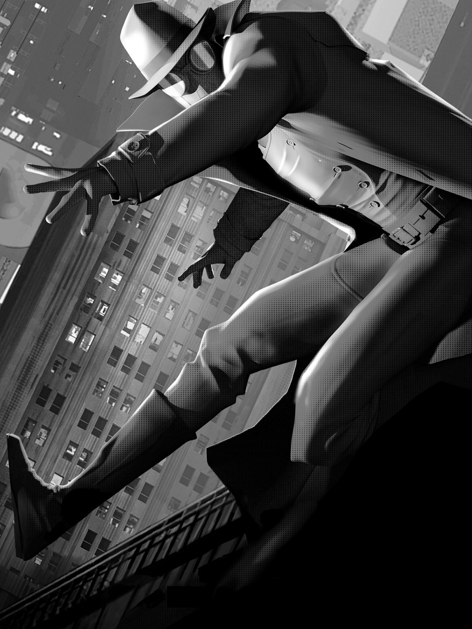 1536x2048 Artwork, Portrait Display, Noir, Hat, Spider Man Gallery HD Wallpaper