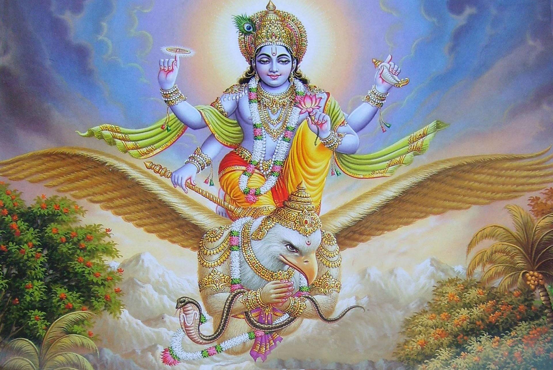 1920x1286 Download Lord Vishnu Avatar Incarnation Rides On Garuda Wallpaper
