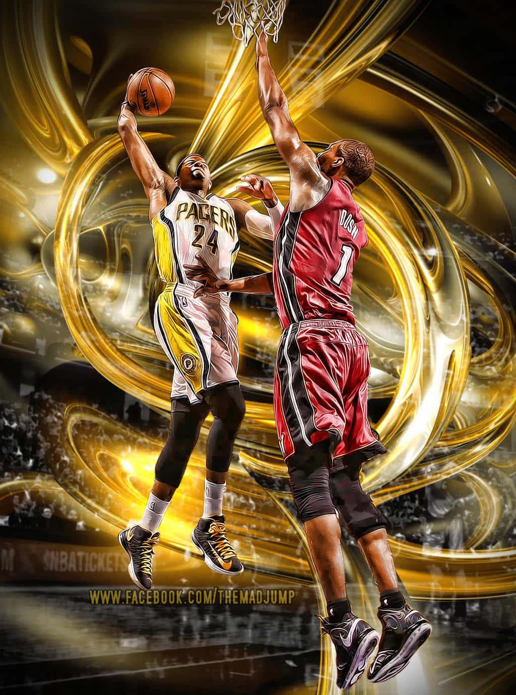 1024x1380 Download Paul George Dunk On Chris Bosh Digital Art Wallpaper