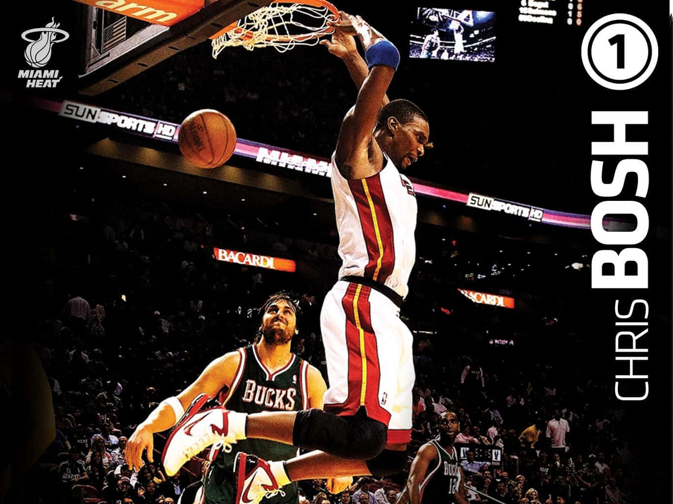 1366x1024 Download Chris Bosh Miami Heat Digital Poster Wallpaper