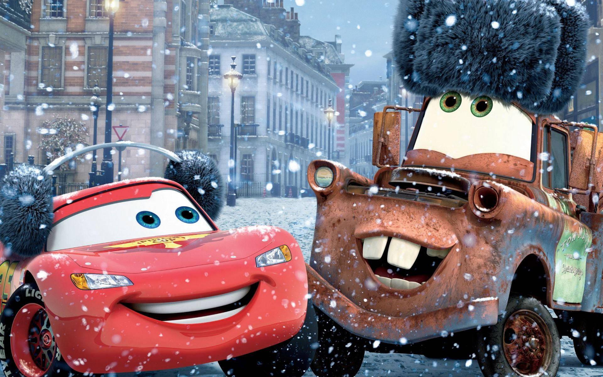 1920x1200 Download Lightning McQueen Tow Mater Snow Wallpaper