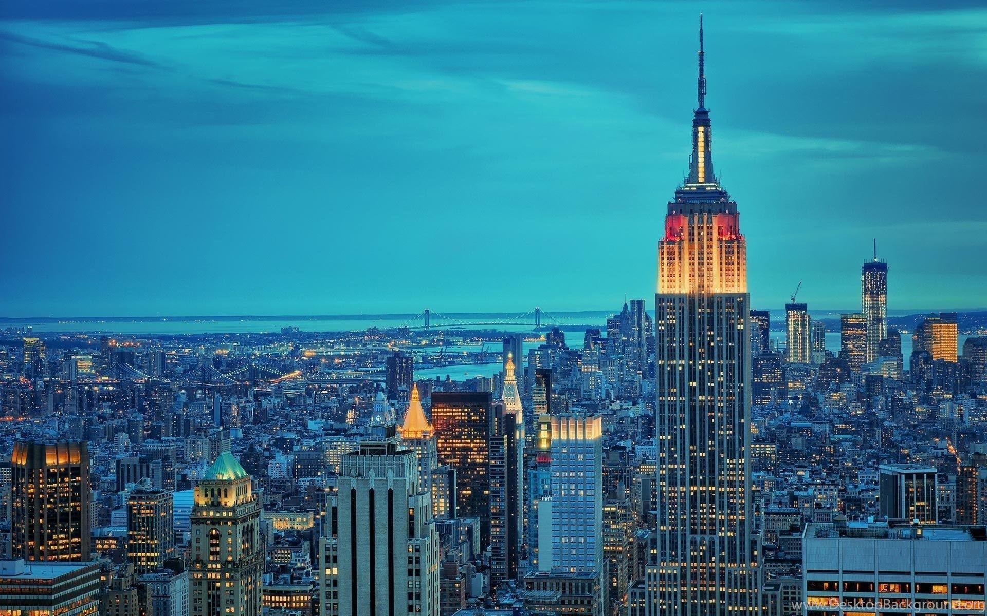 1920x1200 New York City Winter Sunset Wallpaper Desktop Background
