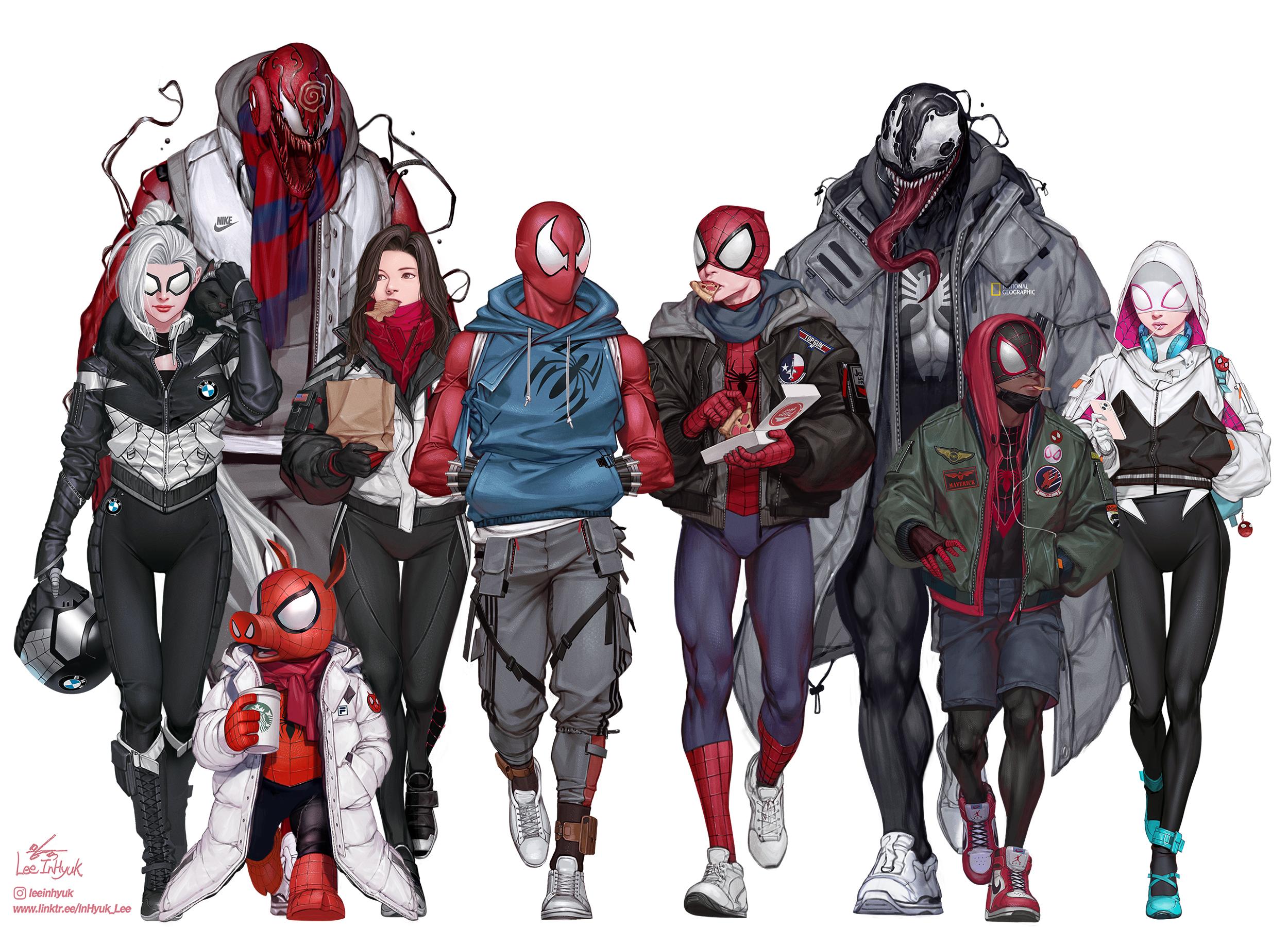 2500x1834 Spider Man Spider Gwen Superhero Venom Miles Morales Carnage Gwen Stacy Leeinhyuk Marvel Comics Silk Wallpaper:2500x1834