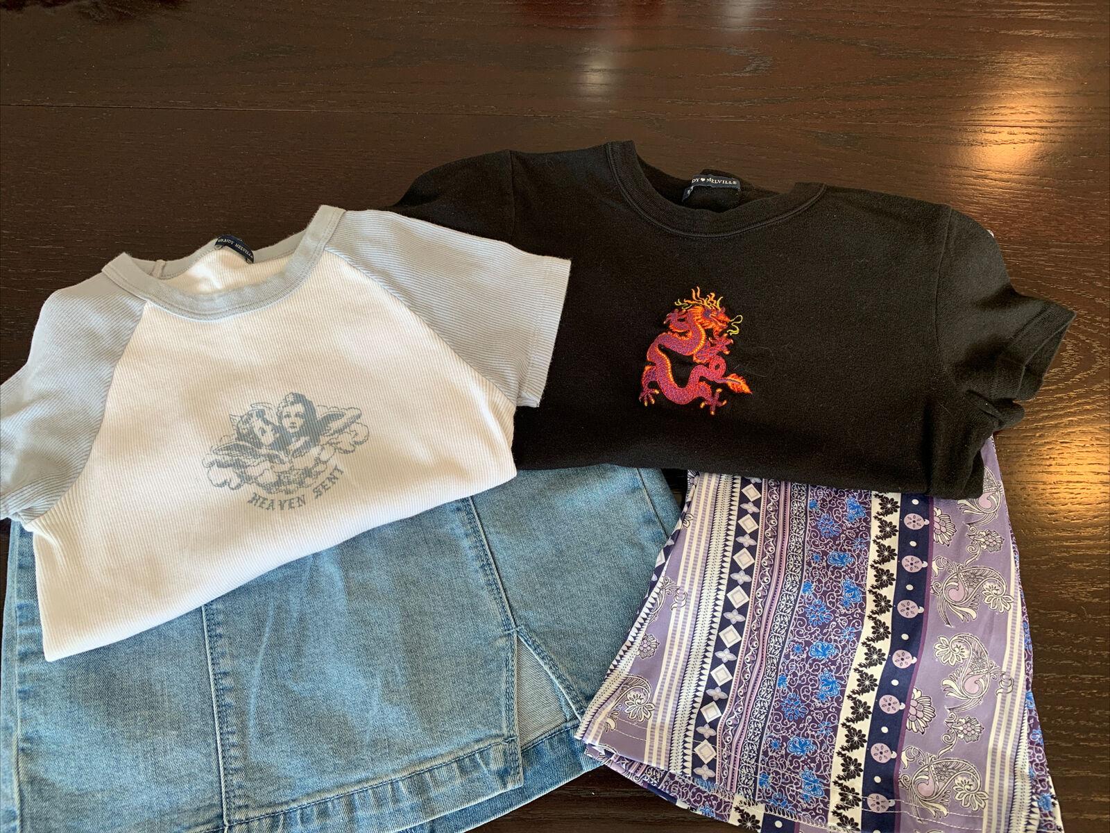 1600x1200 Brandy Melville Shirts tops pac sun Denim Skirt 24 Flare Pants Lot