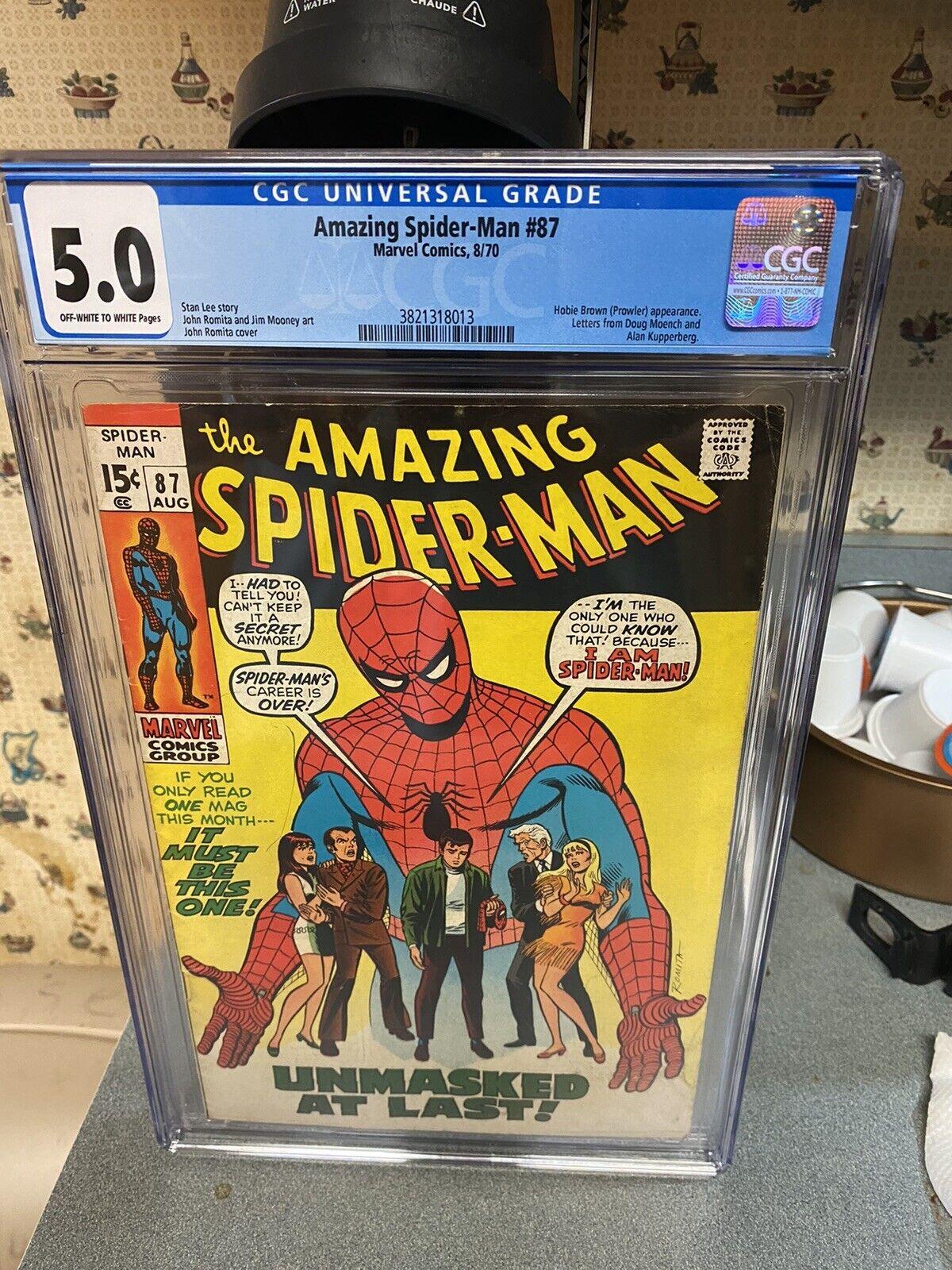 1200x1600 AMAZING SPIDER MAN 87 CGC 5.0 1st Hobie Brown PROWLER.Unmasked At Last!