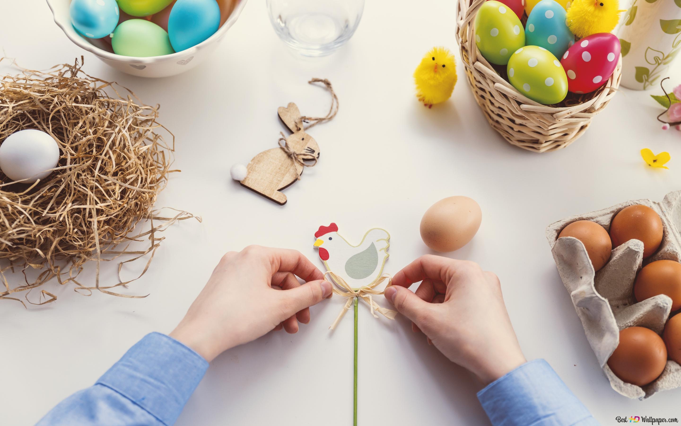 2880x1800 Easter Eggs and Easter hand crafts 4K wallpaper download