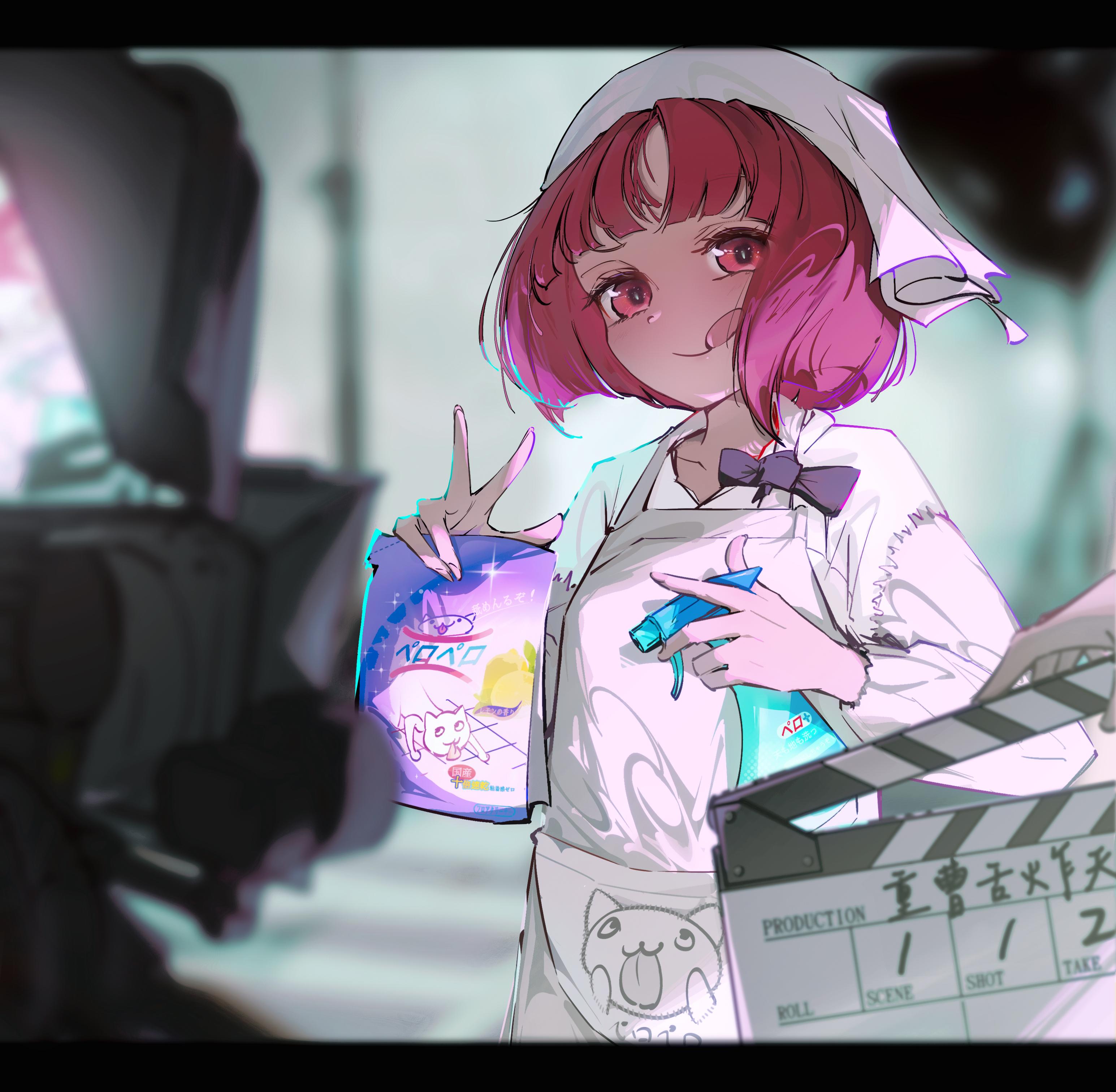 3090x3023 Anime Anime Girls Oshi No Ko Kana Arima Looking At Viewer Tongue Out Spray Bottle Camera Short Hair Wallpaper:3090x3023