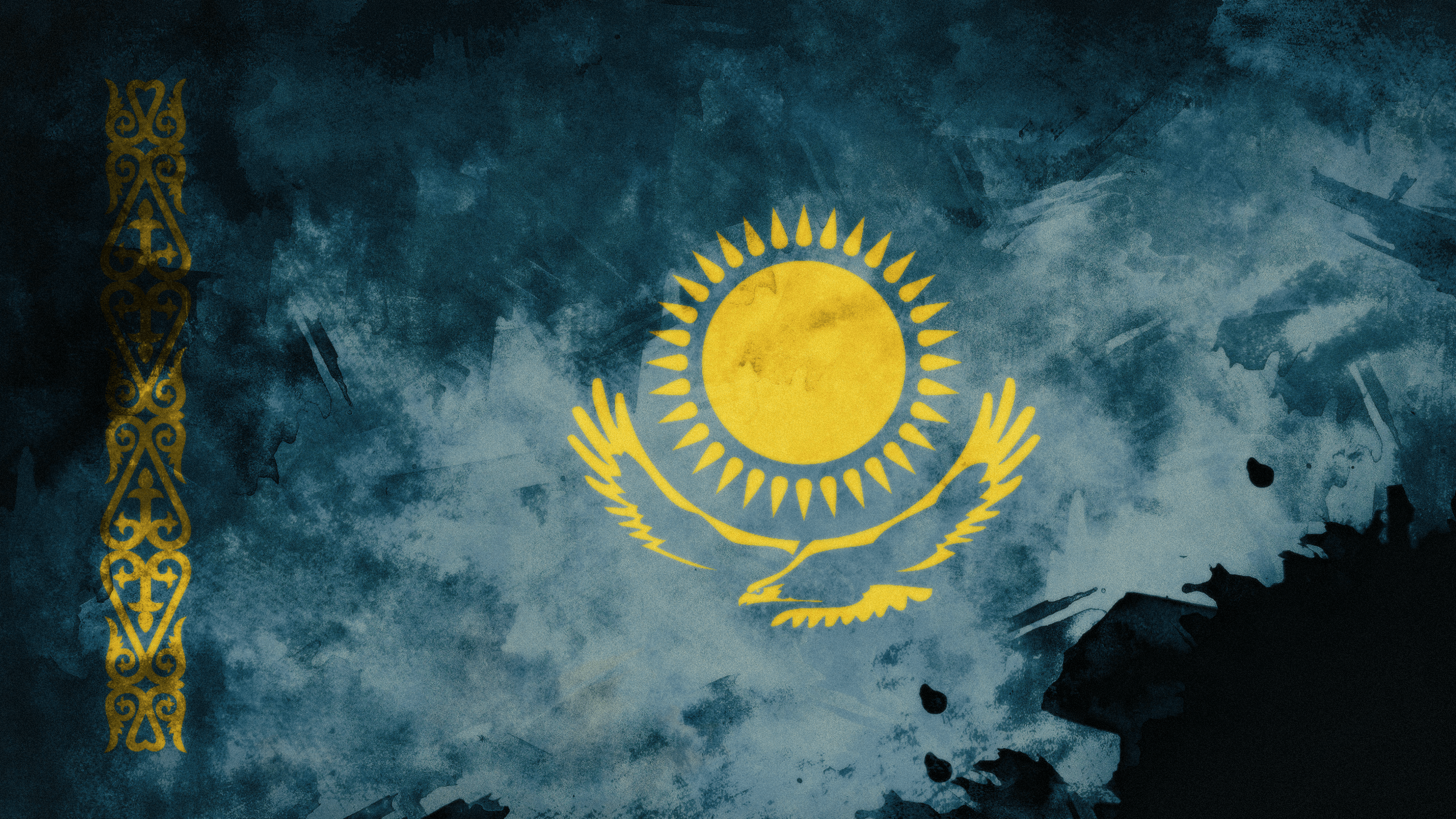 2560x1440 flag, grunge, Kazakhstan Gallery HD Wallpaper